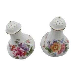 Royal CROWN DERBY Bone China Salt and Pepper Shaker With Floral Derby Posies